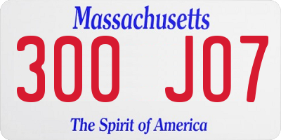 MA license plate 300JO7