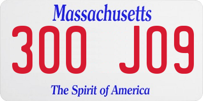 MA license plate 300JO9