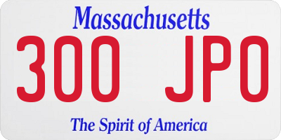 MA license plate 300JP0