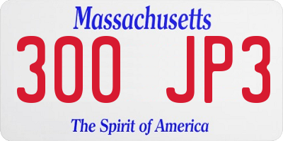 MA license plate 300JP3