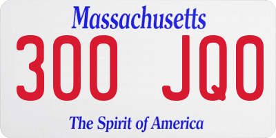 MA license plate 300JQ0
