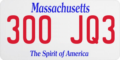 MA license plate 300JQ3