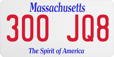 MA license plate 300JQ8