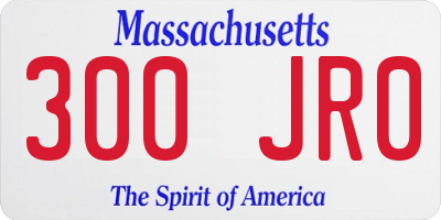 MA license plate 300JR0