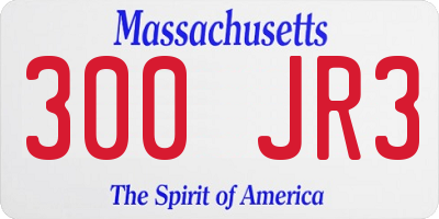 MA license plate 300JR3