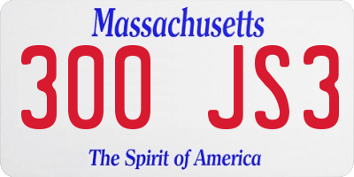 MA license plate 300JS3