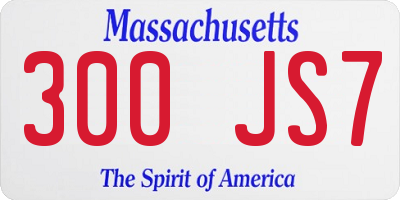 MA license plate 300JS7