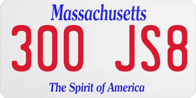 MA license plate 300JS8
