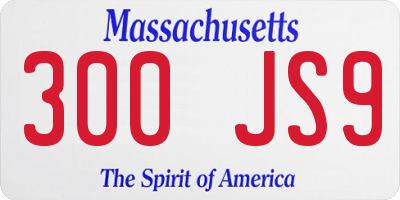 MA license plate 300JS9