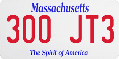 MA license plate 300JT3