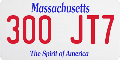 MA license plate 300JT7