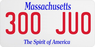 MA license plate 300JU0