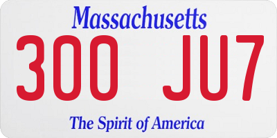 MA license plate 300JU7