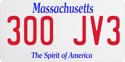 MA license plate 300JV3