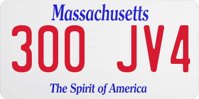 MA license plate 300JV4