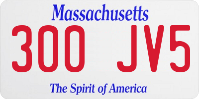 MA license plate 300JV5