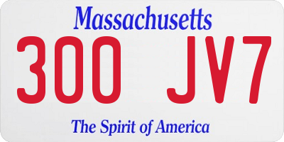 MA license plate 300JV7
