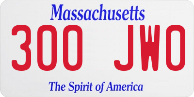 MA license plate 300JW0
