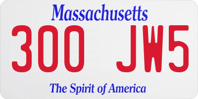MA license plate 300JW5