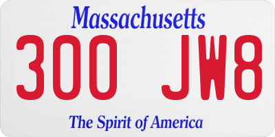 MA license plate 300JW8