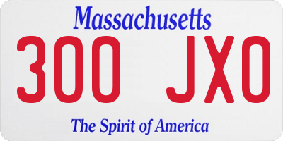 MA license plate 300JX0