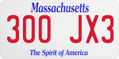 MA license plate 300JX3