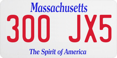 MA license plate 300JX5