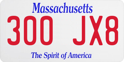 MA license plate 300JX8