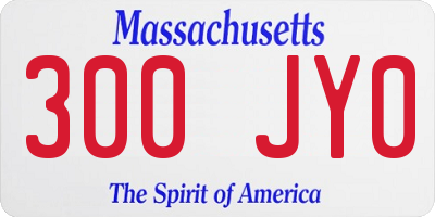 MA license plate 300JY0