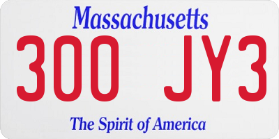 MA license plate 300JY3
