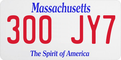 MA license plate 300JY7