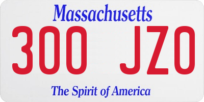 MA license plate 300JZ0