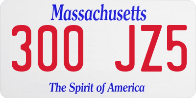 MA license plate 300JZ5