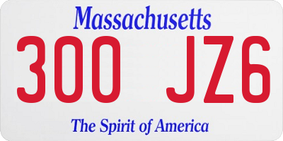 MA license plate 300JZ6