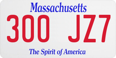 MA license plate 300JZ7