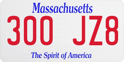 MA license plate 300JZ8