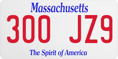 MA license plate 300JZ9