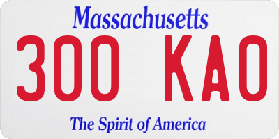MA license plate 300KA0