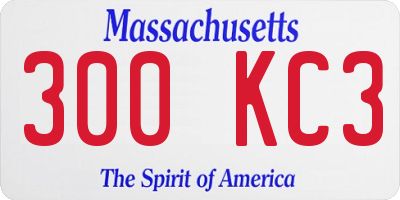 MA license plate 300KC3