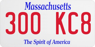 MA license plate 300KC8