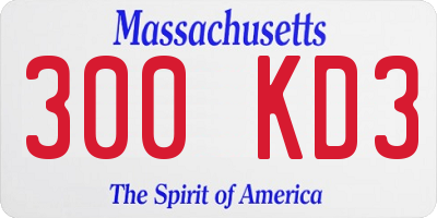MA license plate 300KD3