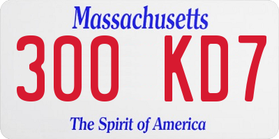 MA license plate 300KD7