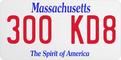 MA license plate 300KD8