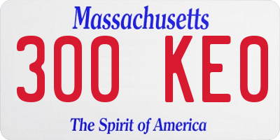 MA license plate 300KE0