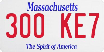 MA license plate 300KE7