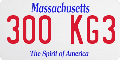 MA license plate 300KG3