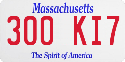 MA license plate 300KI7
