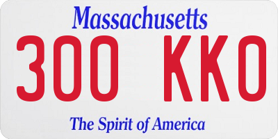 MA license plate 300KK0