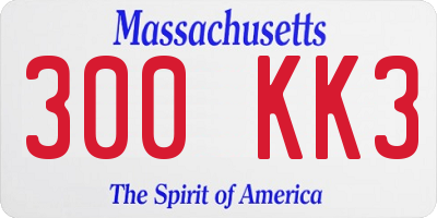 MA license plate 300KK3