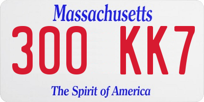 MA license plate 300KK7